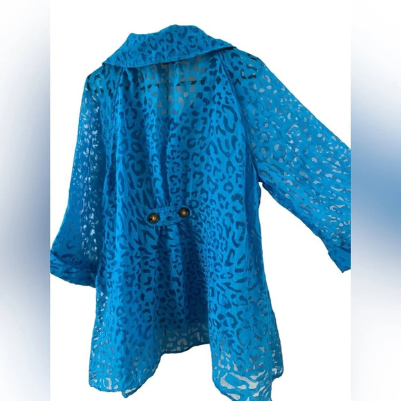 Cheetah blue sheer button up jacket - Picture 5 of 5